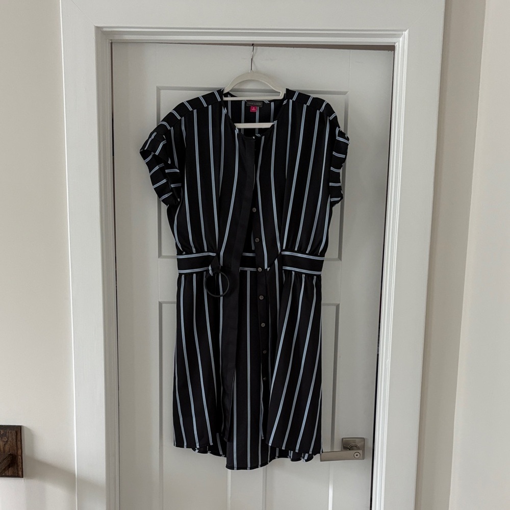 Vince Camuto Black Dress with White and Light Blue Stripes